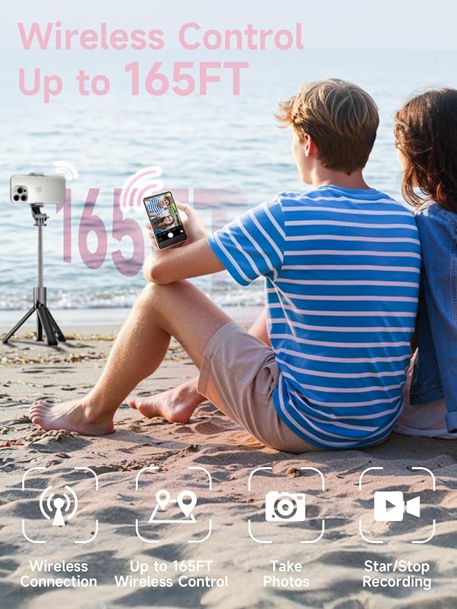 Synco XView Selfie Monitor Screen for iPhone 7-16 Series, Secure Private Wireless P2P, 4K/1080p Magnetic Back Camera Vlog Monitor with 164FT Range for YouTube TikTok (Pink)