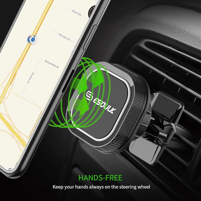 Esoulk Magnetic Car Phone Mount - Universal Air Vent Cell Phone Holder, Hands-Free Strong Magnet Auto Mount, 360° Rotation, Compatible with iPhone, Samsung Galaxy & All Smartphones