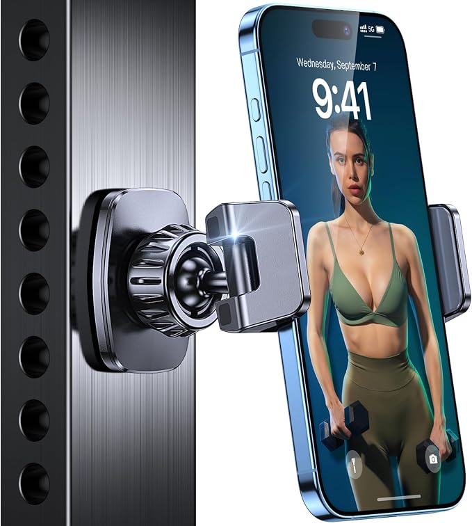 Coolpow Magnetic Phone Holder for Gym【6*N55 Strong Magnets】 Magnetic Phone Mount Attach to Metal Surface, Golf Cart Phone Holder Magnet for Men Women with Smartphones 4.7-7", Gifts for Golfers