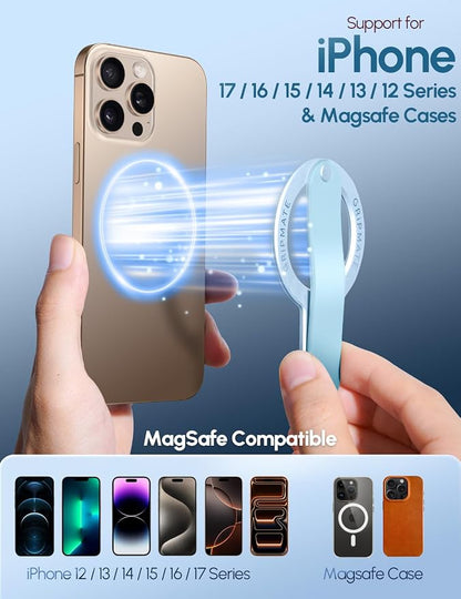 for Magsafe Phone Grip for iPhone - Magnetic Phone Ring Holder Detachable for iPhone 17 - Comfortable Finger Phone Loop Grip for Apple 16/15/14/13/12,Blue