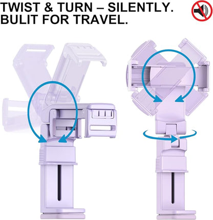 Perilogics Gen 2 Airplane Phone Holder Mount – Silent Hands-Free Travel Phone Stand, Travel Essential for Flying, 360° Adjustable Tray Table Phone Holder Fits iPhone, Android & Gaming Device