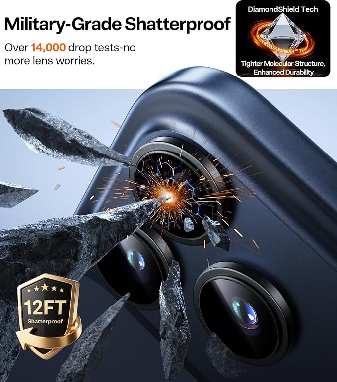 TORRAS 3-Year Ultimate Durability for iPhone 17 Pro Max/17 Pro Camera Lens Protector-1:1 Invisible Fit & Ultra Clarity, Military-Grade 9H+ Aerospace Glass Anti-Scratch Easy Installation,Black