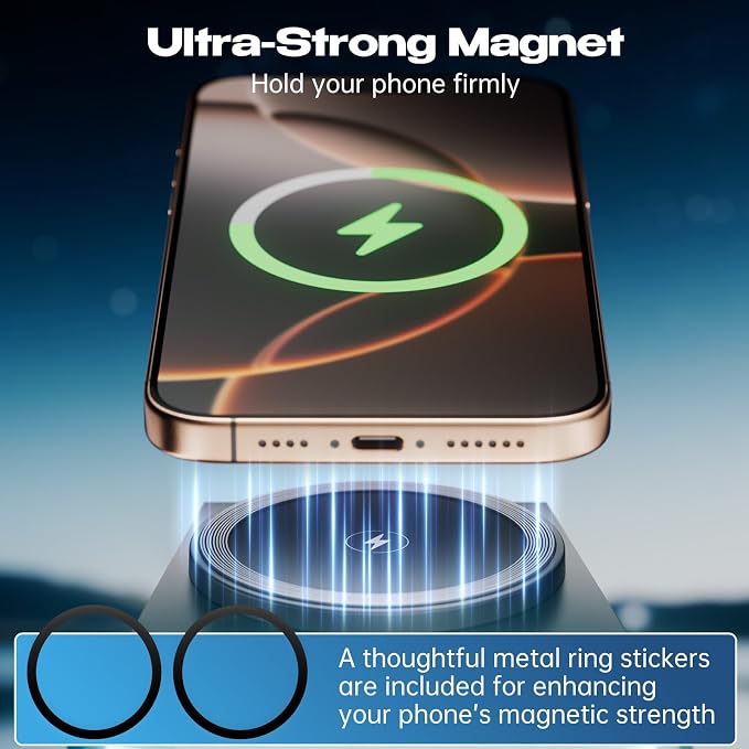 CyberDock 3-In-1 Wireless Charging Station, Cybertruck 1:25 Scale Charger with Qi2 Certified 15W Charging for iPhone iWatch AirPod, Magnetic Rotating Charger with Ambient Light, 30W Adapter, Deep Blue