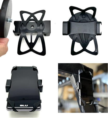 LycoGear Heavy Duty Magnetic Mount Aluminum Smartphone Holder w/Security Tether for Smartphones *Best for Motorcycle Snow Mobile Forklift Pillar Gym Workout or Anything Magnet Stick on