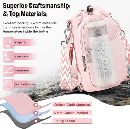 AGLOD Water Bottle Carrier Bag with Strap, Water Bottle Holder Crossbody Bags for Women Men for Walking, Hiking,Cycling