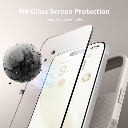 GONEZ Magnetic for iPhone 16 Pro Max Case, Compatible with MagSafe, Liquid Silicone Case, with Screen Protector + Camera Protector, Full Body Protective Shockproof Phone Cover 6.9", Stone
