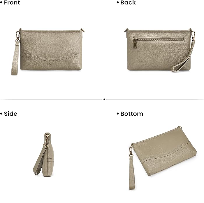 befen Genuine Leather Wristlet Wallet for Women Soft RFID Leather Clutch Purse with Built in Wallet Trendy Crossbody Bag