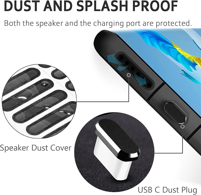 USB C Dust Plug, 4 Pack USB C Dust Cover Type C Anti Dust Port Plug Charging Port Protector Cap with Speaker Dust Cover for iPhone 15,16, Ari,17 Series, Samsung Galaxy S24-S20,Note, All USB C Devices