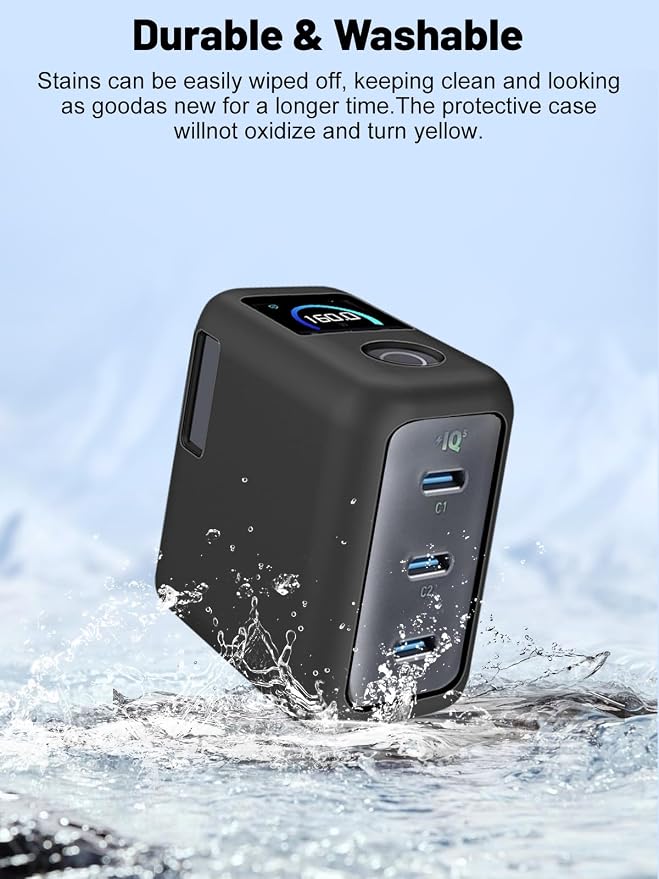 Silicone Protective Case for Anker Prime 160W USB-C Charger , Full-Body Protective Cover with Precise Cutout, Shockproof Dustproof Charging Block Protector Sleeve & Scratch-Resistant Sleeve (Black)