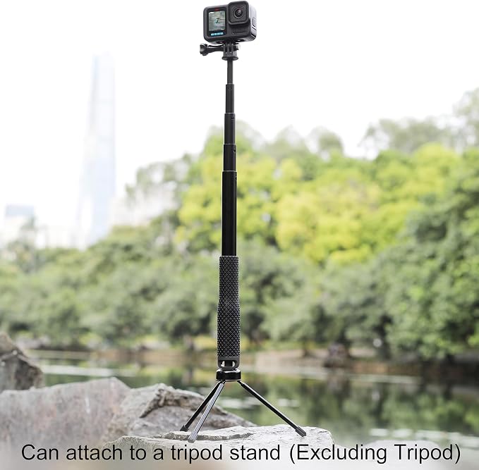 GEPULY Waterproof Selfie Stick Pole Hand Grip Adjustable Underwater Monopod for GoPro Hero 13 12 11 10 9 8 7 6 5 AKASO DJI OSMO 6 5 Pro Action Camera Black