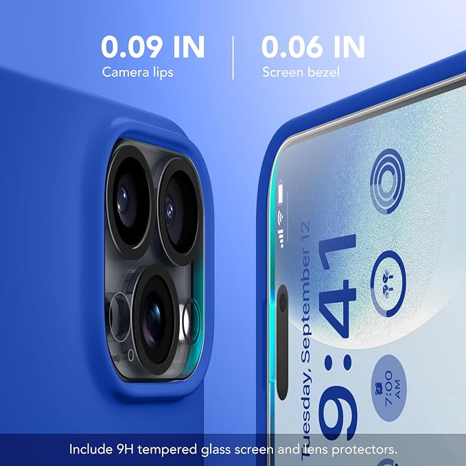 GONEZ Magnetic for iPhone 16 Pro Max Case, Compatible with MagSafe, Liquid Silicone Case, with Screen Protector + Camera Protector, Full Body Protective Shockproof Phone Cover 6.9", Klein Blue