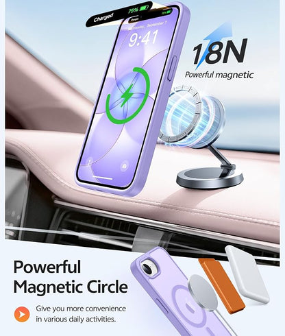 FNTCASE for iPhone 17e Case: iPhone 16e Phone Case [Compatible with Magsafe] Translucent Matte Cases with [Screen Protector] Military Grade Shockproof Protective Phone Cover - Light Purple