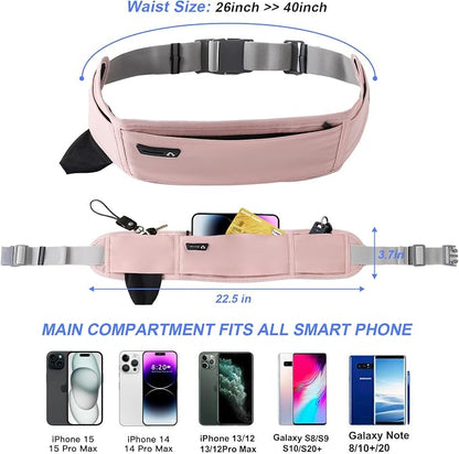 Running Hydration Belt with Water Bottle Holder, Phone Storage (Pink)