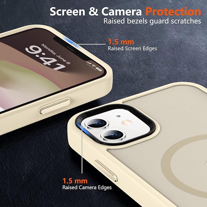 MOCCA Strong Magnetic for iPhone 12 Case/iPhone 12 Pro Case, Compatible with Magsafe, Mil-Grade Drop Protection, Slim Shockproof Translucent Protective Phone Case for iPhone 12/12 Pro, Light Gold