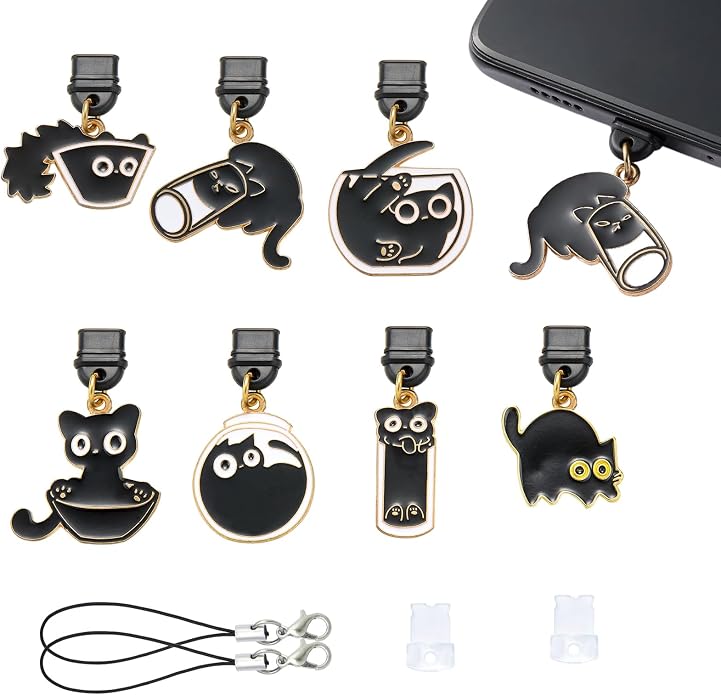 7-10Pcs Dust Plug Charm Type C with Alloy Pendants Cute Cell Phone Charms for Most Type C Phone,Readers Device