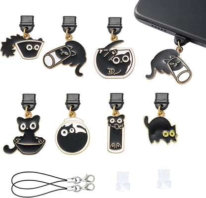 7-10Pcs Dust Plug Charm Type C with Alloy Pendants Cute Cell Phone Charms for Most Type C Phone,Readers Device