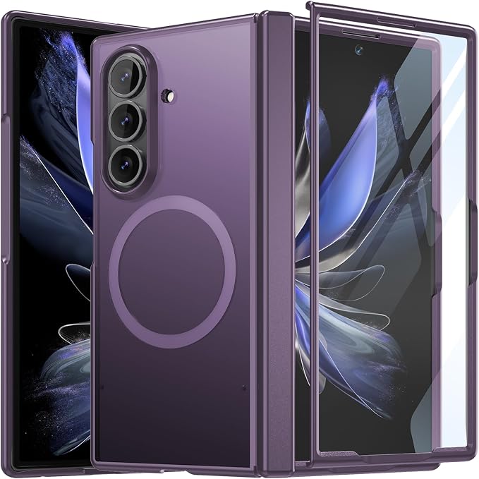 WRJ Magnetic for Samsung Galaxy Z Fold 7/Fold 8 Ultra Case,Dark Purple | Fit for Magsafe,Buit-in Screen Protector,Full Hinge Protection,Military Grade Drop Protection,Slim Shockproof Phone Case