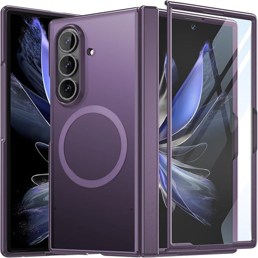 WRJ Magnetic for Samsung Galaxy Z Fold 7/Fold 8 Ultra Case,Dark Purple | Fit for Magsafe,Buit-in Screen Protector,Full Hinge Protection,Military Grade Drop Protection,Slim Shockproof Phone Case