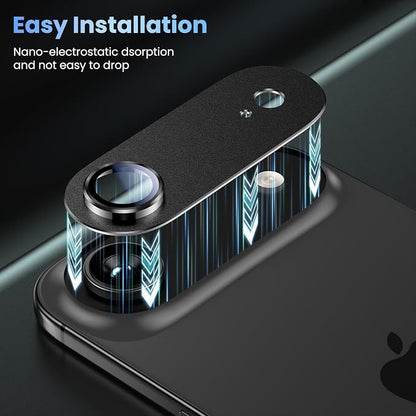 Uyiton Compatible with iPhone Air Camera Lens Protector - [Not Easy to Break][Strong Adsorption][Case-Friendly] Metal Tempered Glass Rear Camera Screen Cover - Space Black