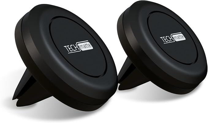 TechMatte Magnetic Car Phone Mount (2-Pack) - Universal Air Vent Magnetic Phone Mount Holder (2-Pack, Black)