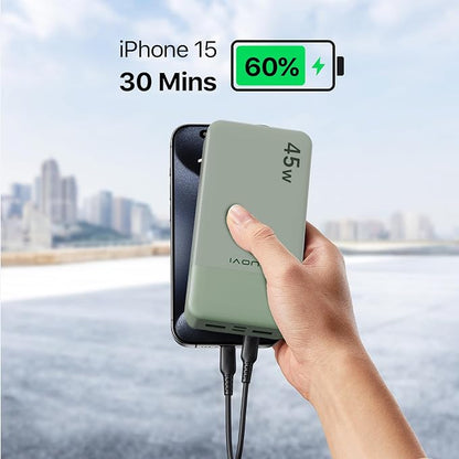 J2621 Power Bank Portable Charger 20000mAh 45W, PD3.0 QC 4.0 Fast Charging Battery Pack with LED Display,2 USB-C,2 USB-A for iPhone 15 16, MacBook