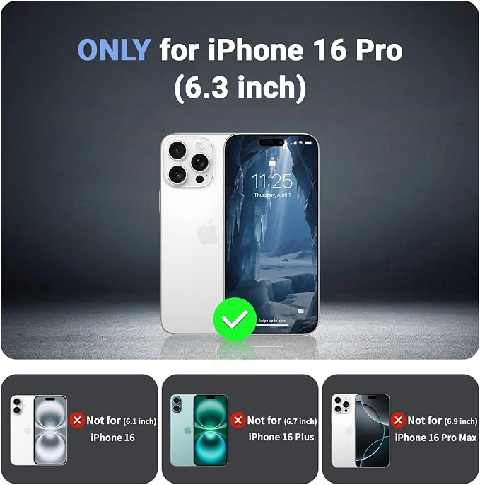 jaroco Magnetic for iPhone 16 Pro Case, [Compatible with MagSafe][Military Grade Drop Protection][Heavy Duty Protection][Non-Slip][Shockproof] 2-Layer Durable Bumper Phone Case 6.3''-Deep Blue