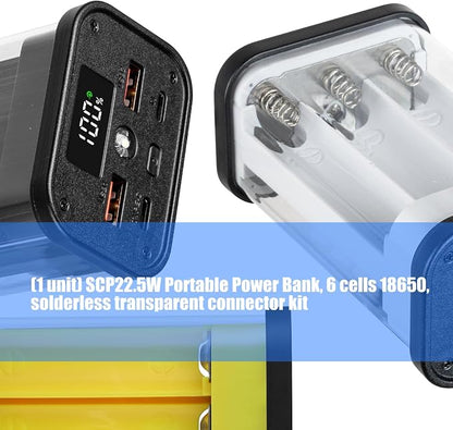 Transparent 18650 Battery Charger Case, Solderless Portable Charger Housing with Overload Protection, Detachable Design for Secure Device Charging