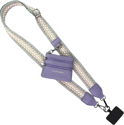 Save the Girls Original Clip and Go Phone Strap Pattern - Crossbody Phone Strap Chain with Zipper Wallet Pouch