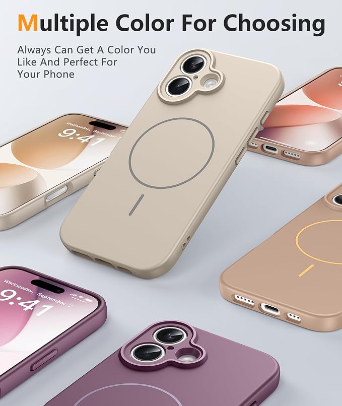 FNTCASE for iPhone 17 Case: [Compatible with Magsafe] Integrated Silicone Phone Cases with [Full Camera Protection] [Screen Protector] Military Grade Shockproof Protective Cover