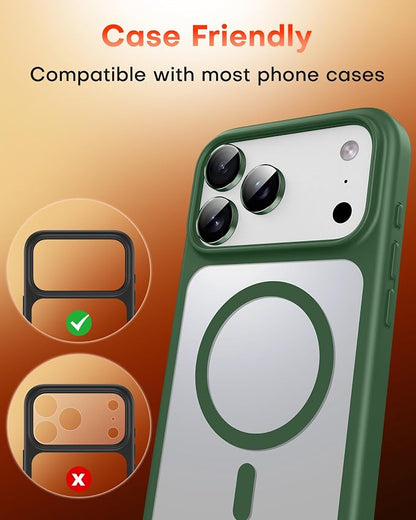 TOCOL Camera Lens Protector for iPhone 17 Pro Max/iPhone 17 Pro Tempered Glass HD Individual Scratch Resistant Camera Cover Accessories Case Friendly 2 Pack（Alpine Green）
