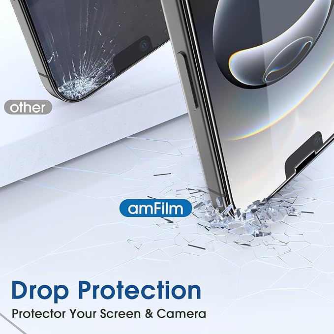amFilm Auto-Alignment OneTouch for iPhone 16e [6.1''] Screen Protector + Camera Lens Protector, Tempered Glass, 30 Seconds Installation, Bubble Free, Case Friendly, Anti-Scratch [2+2 Pack]