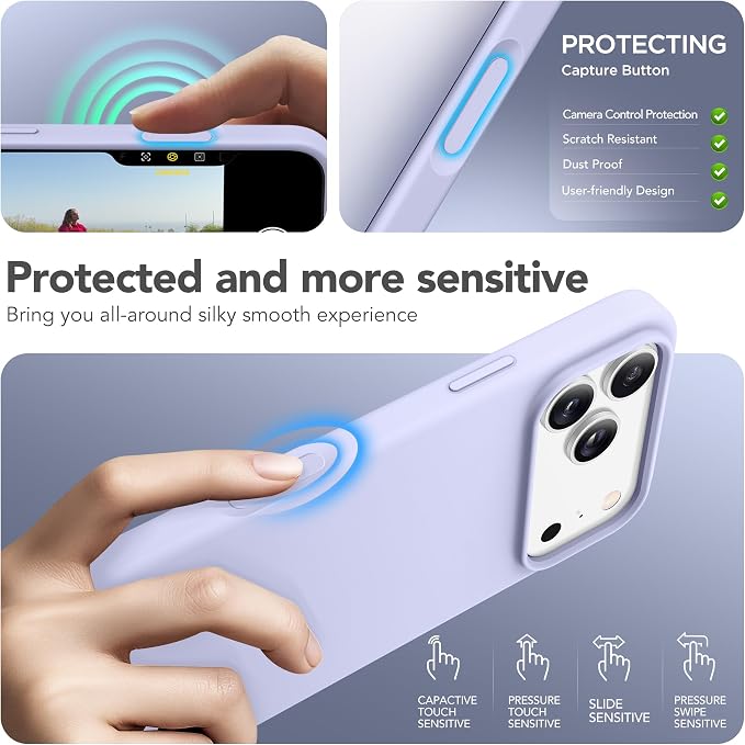 GONEZ Magnetic for iPhone 17 Pro Max Case, Compatible with MagSafe, [Screen Protector + Camera Lens Protector], Liquid Silicone Anti-Scratch Shockproof Protective Phone Case 6.9 inch, Lilac