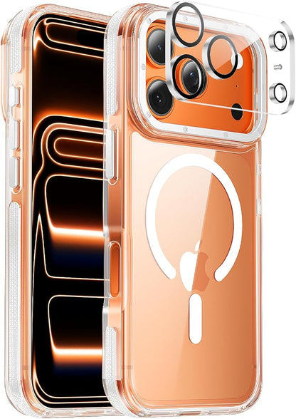 Strong Magnetic for iPhone 17 Pro case with camera lens protector [10Ft Military-Grade Protection] Compatible with fit MagSafe Shockproof Slim Thin Cover case for iPhone 17 Pro 6.3 inch, Clear White