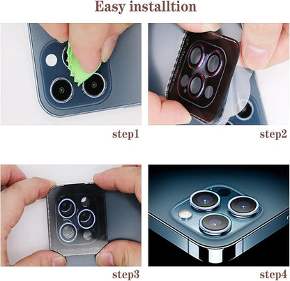 SUWEI Camera Lens Protector,for IPhone 12 Pro Max,6.7 inch, Aluminum Alloy Lens Screen Stiker Cover Film,Screenprotector Lens Shield,Bright Shiny Color. (12ProMax)