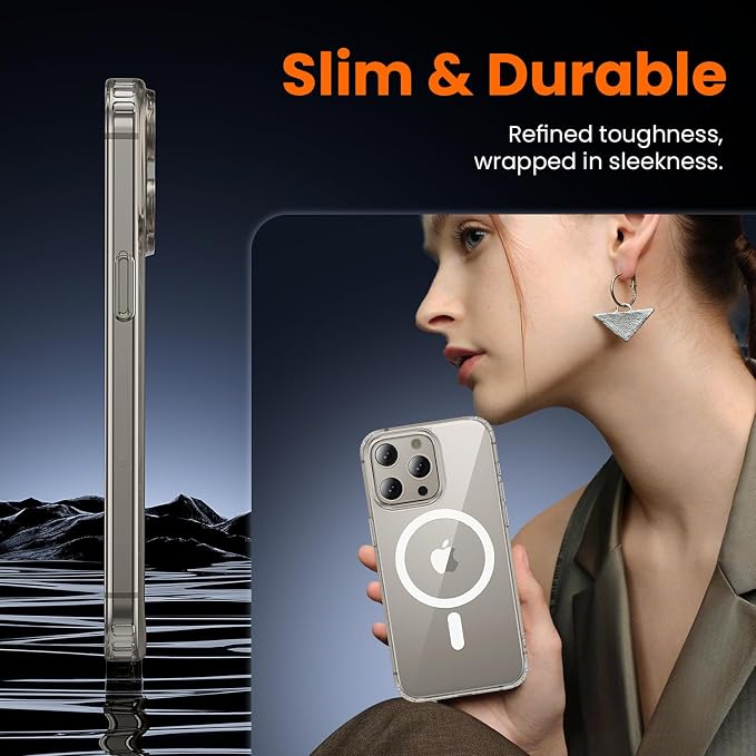 3 in 1 for iPhone 15 Pro Max Case Clear with MagSafe, Not Yellowing, Screen Protector*1 Camera Lens Protector*1, Military-Grade Protection for iPhone 15 Pro Max Phone Case 6.7 inch Clear