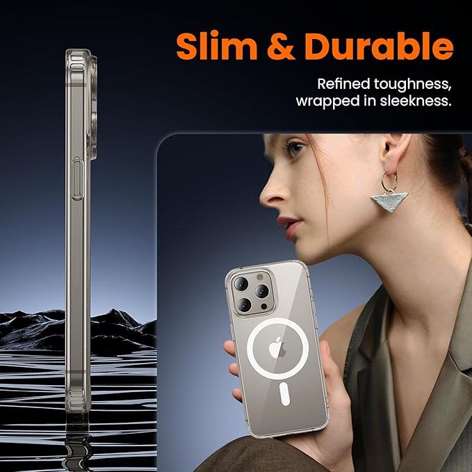 3 in 1 for iPhone 15 Pro Case Clear with MagSafe, Not Yellowing, Screen Protector*1 Camera Lens Protector*1, Military-Grade Protection for iPhone 15 Pro Phone Case 6.1 inch Clear