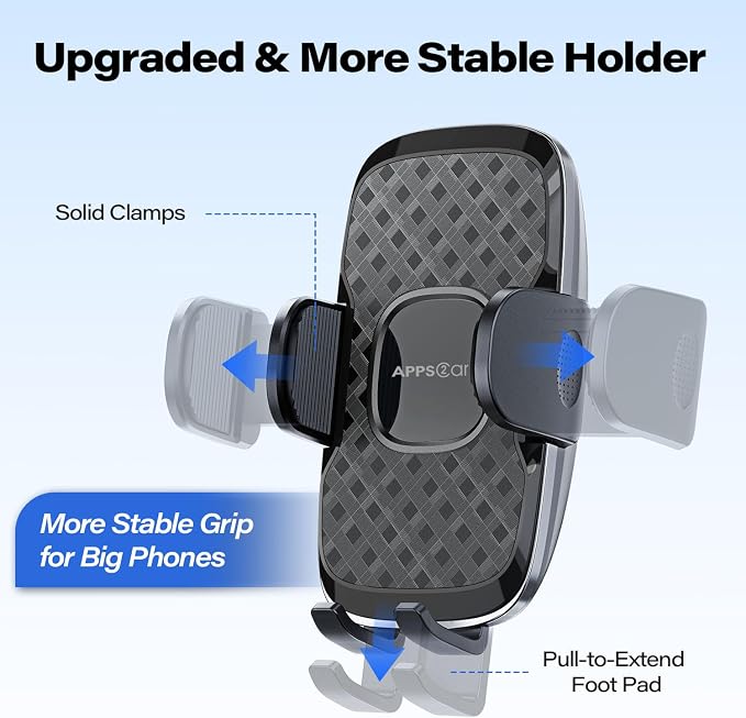 APPS2Car 14'' Gooseneck Car Phone Holder,Heavy Duty Phone Holder for Truck, [Flexibile Long Arm] [Anti Shake stabilizer] Windshield Car Phone Mount Suction Cup,Fit for iPhone, Samsung (Black Plaid)