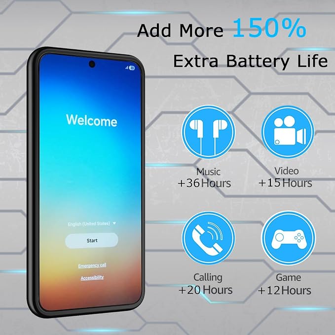 Battery Case for Galaxy A36/A56, Upgraded 10000mAh Rechargeable Portable Extended Battery Pack Supported Qi Wireless Charging Case Compatible with Galaxy A36/A56(6.7 inch) Charger Case (Black)