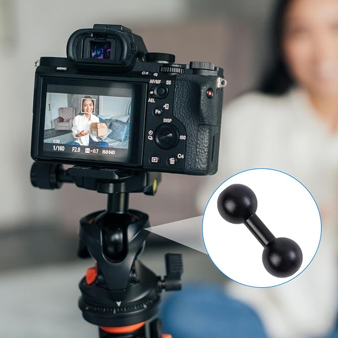 2Pcs 17mm to 17mm Ball Mount, Double Ball Extender Bar Mount for GPS Cell Phone Action Camera on Extension 45mm Long Motorcycle Vehicles