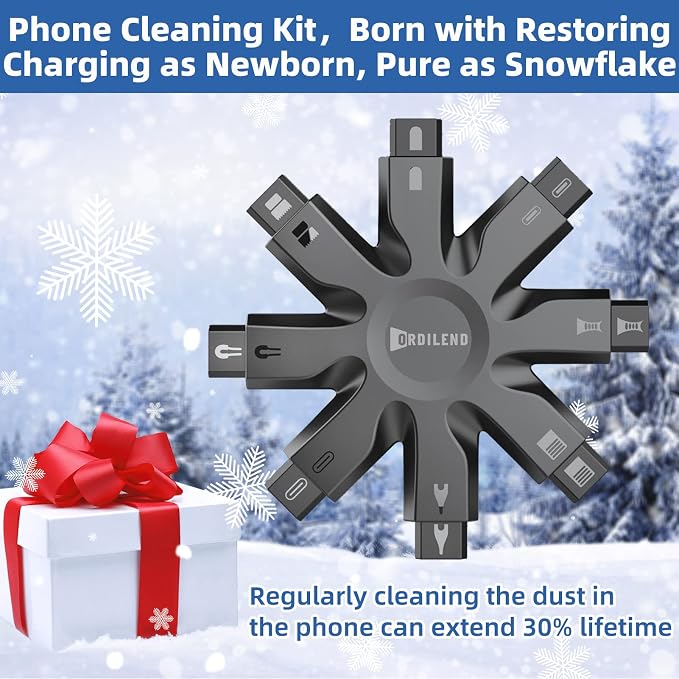 Ordilend Phone Cleaning Kit, Charging Port & Speaker Cleaner for iPhone Android iPad, Dust Removal Tool for Lightning Port, Headphone Jack, Smartwatch, Electronic Cleaning Kit