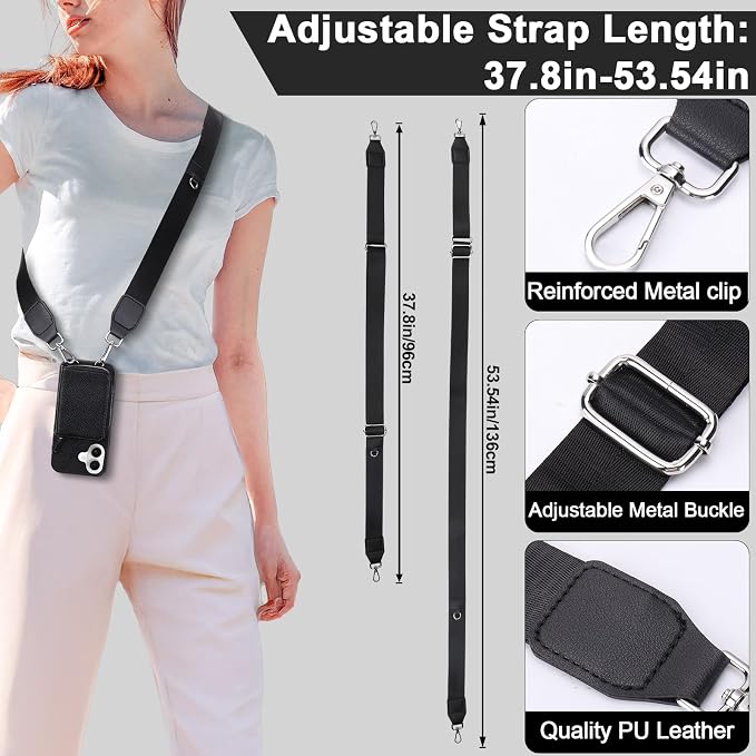 XANGNIER Wallet Case for iPhone 17 with Strap, RFID Blocking PU Leather Crossbody Phone Purse with Card Holder, Zipper Pocket, Wrist Strap & Adjustable Lanyard for Women 6.3" 5G, Black
