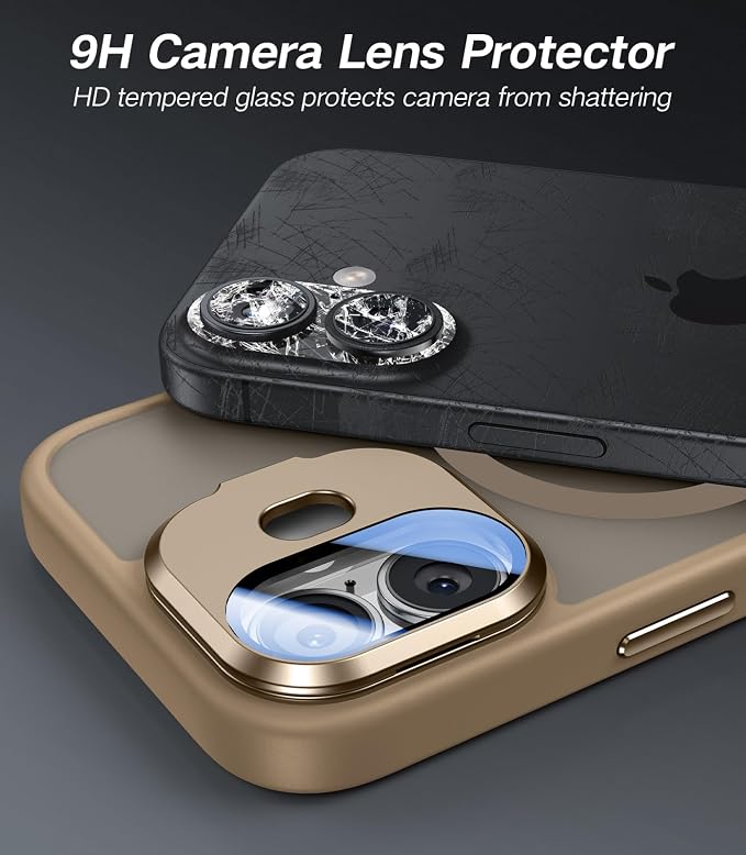 [Upgraded] for iPhone 16 Case with Camera Cover Stand [Fit for MagSafe][9H Camera Lens Protector] Mil-Grade Protection Translucent Matte Silicone Magnetic iPhone 16 Phone Case, Rose Gold