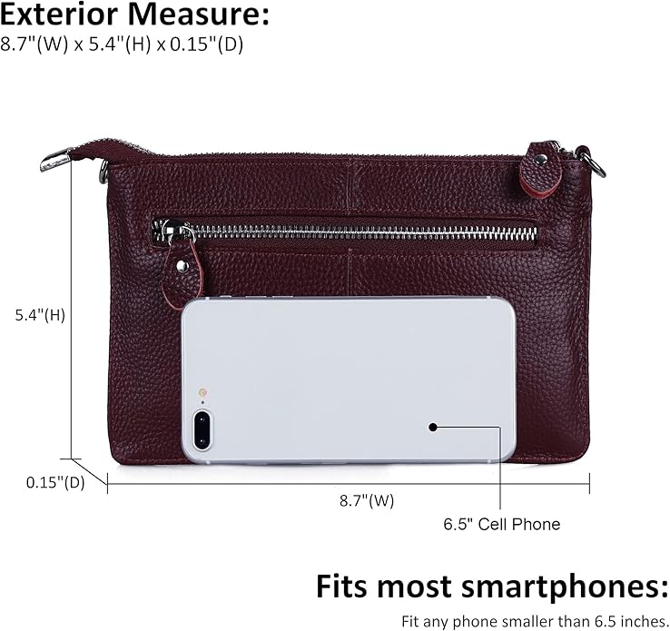 befen Genuine Leather Wristlet Clutch Wallet Purses Small Crossbody Bags for Women with RFID Blocking Card Slots