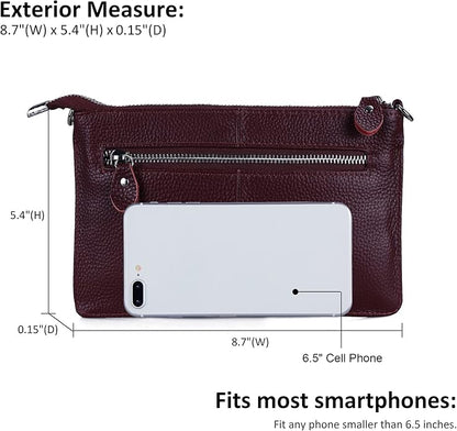 befen Genuine Leather Wristlet Clutch Wallet Purses Small Crossbody Bags for Women with RFID Blocking Card Slots