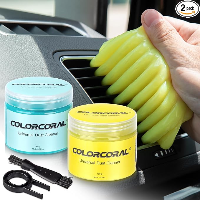 ColorCoral Car Cleaning Gel 2Pack Car Clean Putty, Universal Car Interior Cleaner Slime, Perfect Keyboard Cleaning Kit Supplies, Auto Detailing Tools Accessories, Dust Remover Gifts for Men Women