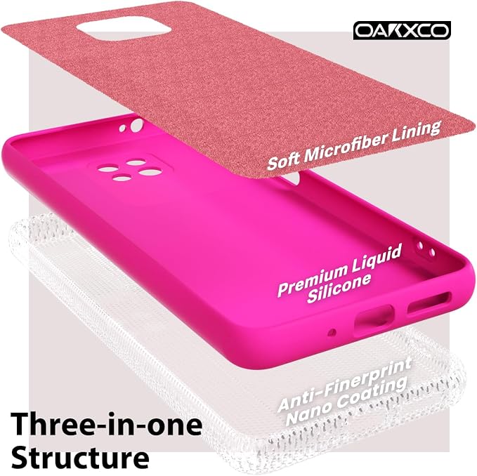 oakxco for Motorola Moto G Power 2021 Phone Case Liquid Silicone, Neon Bright Solid Color, Thin Slim Soft Rubber Gel Matte TPU Plain Simple Cover for Women, Hot Pink Fuchsia