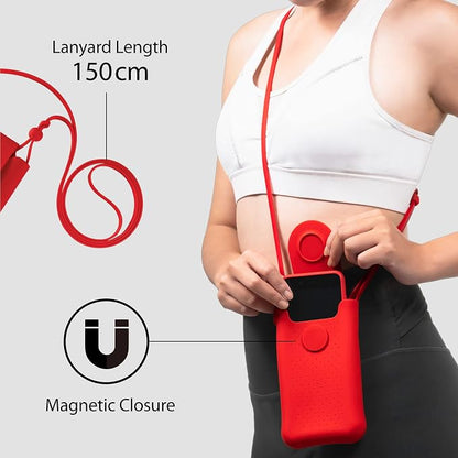 Bone Crossbody Phone Bubble Bag 1, Cell Phone Purse with Shock-Absorbing Design & Magnetic Closure, Adjustable Silicone Shoulder Lanyard Strap (Red)
