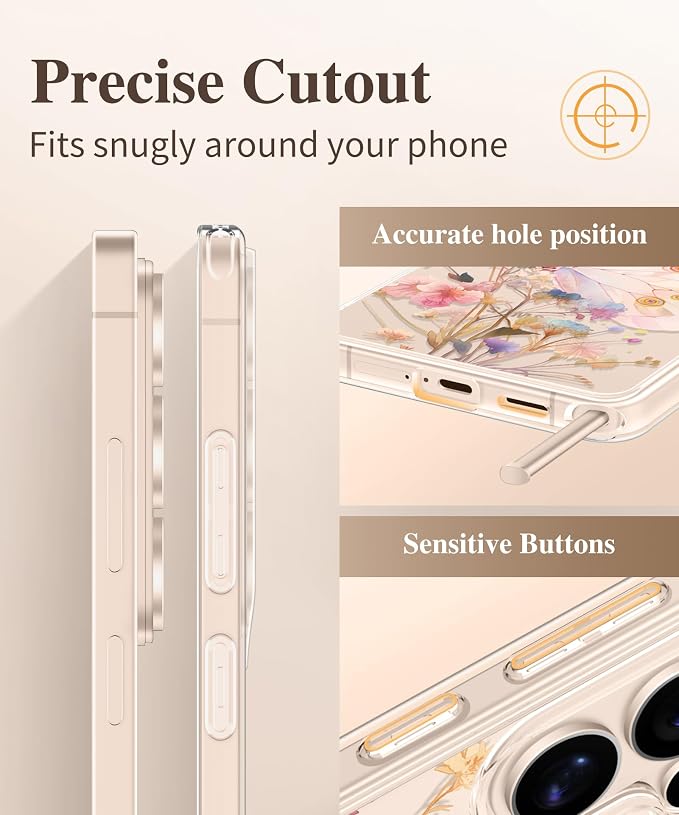 GVIEWIN for Samsung Galaxy S26 Ultra Case, Clear Floral Slim Shockproof Protective Women Phone Case, Non-Yellowing, with Screen Protector & Camera Lens Protector for S26 Ultra 6.9", Magic Butterfly