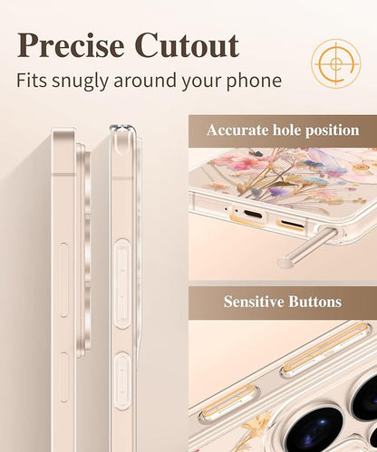 GVIEWIN for Samsung Galaxy S26 Ultra Case, Clear Floral Slim Shockproof Protective Women Phone Case, Non-Yellowing, with Screen Protector & Camera Lens Protector for S26 Ultra 6.9", Magic Butterfly