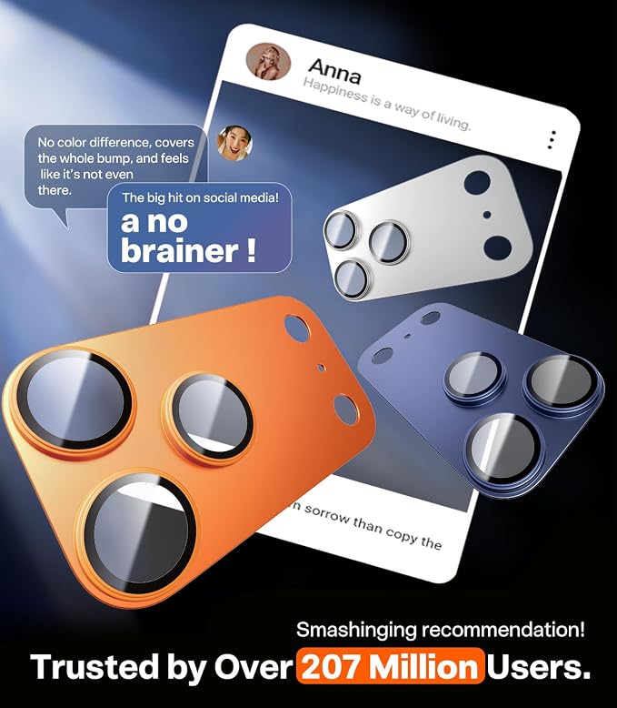 TORRAS for iPhone 17 Pro Camera Lens Protector, [Metal Frame] with Military Grade 9H+ Tempered Glass, Full Coverage, Anti-Scratch, 12 FT Shatterproof, Case Friendly, One-Piece, Cosmic Orange, 1 Pack